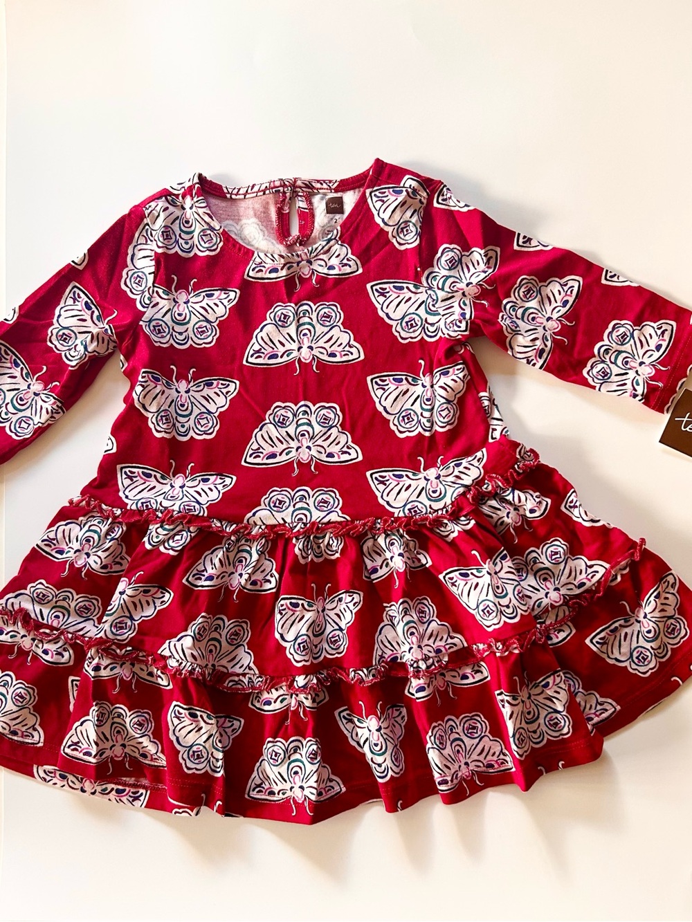 NWT Tea Collection Chinois Butterfly Tiered Winter Cotton Twirl Dress Size 2